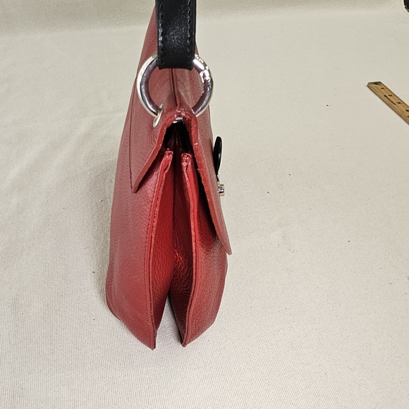 VALENTINA RED LEATHER SILVER HARDWARE HANDBAG MADE IN ITALY - Picture 2 of 15